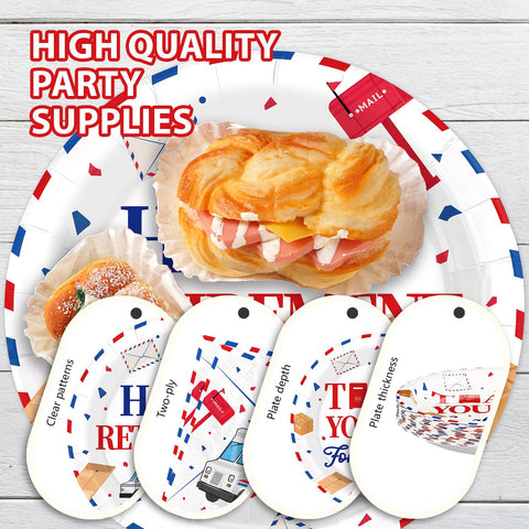 96 Pcs Mailman Retirement Party Plates and Napkins - Grencian