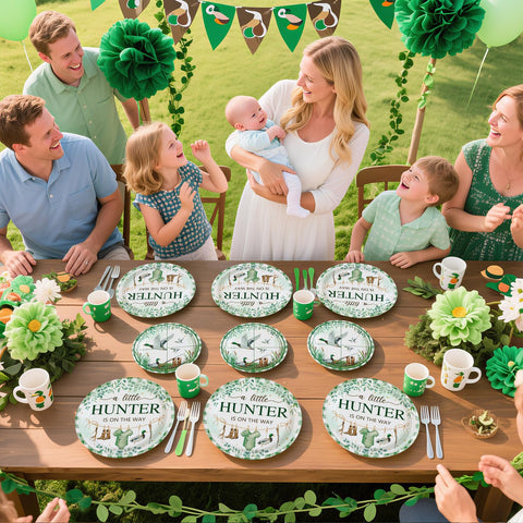 96 Pcs Mallard Duck Baby Shower Party Plates and Napkins - Grencian