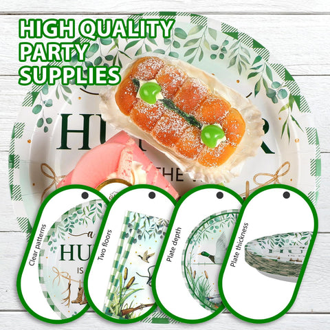 96 Pcs Mallard Duck Baby Shower Party Plates and Napkins - Grencian