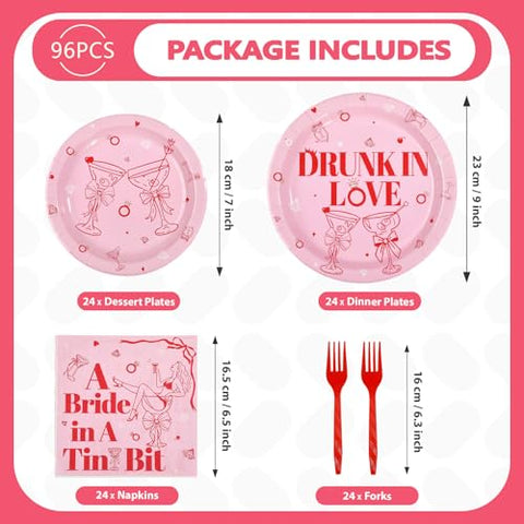 96 Pcs Margarita Bachelorette Party Plates and Napkins - Grencian