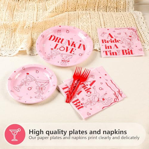96 Pcs Margarita Bachelorette Party Plates and Napkins - Grencian