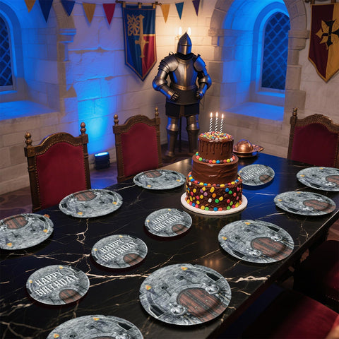 96 Pcs Medieval Castle Birthday Party Plates and Napkins - Grencian