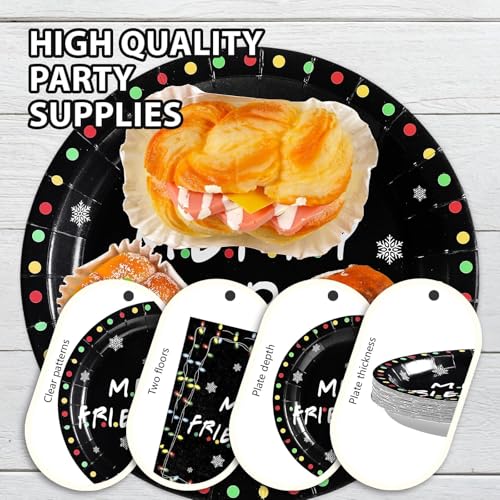 96 Pcs Merry Christmas Friendsmas Party Plates and Napkins - Grencian