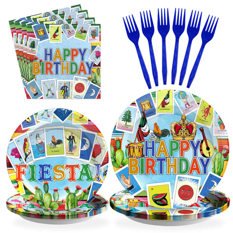 96 Pcs Mexican Card Party Plates and Napkins - Grencian
