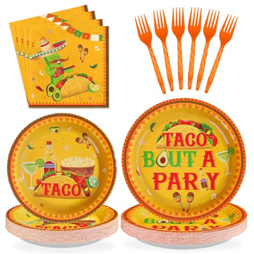 96 Pcs Mexico Taco Party Plates and Napkins - Grencian