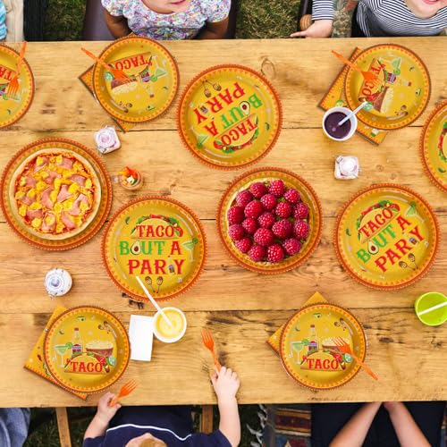 96 Pcs Mexico Taco Party Plates and Napkins - Grencian