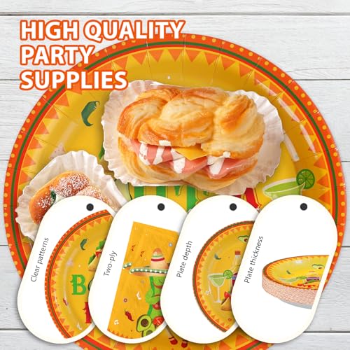 96 Pcs Mexico Taco Party Plates and Napkins - Grencian