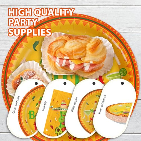 96 Pcs Mexico Taco Party Plates and Napkins - Grencian