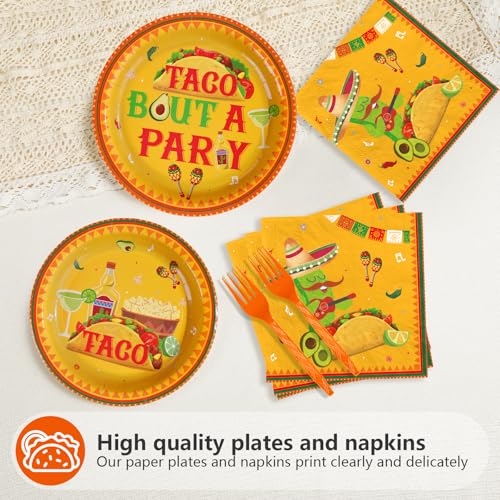 96 Pcs Mexico Taco Party Plates and Napkins - Grencian