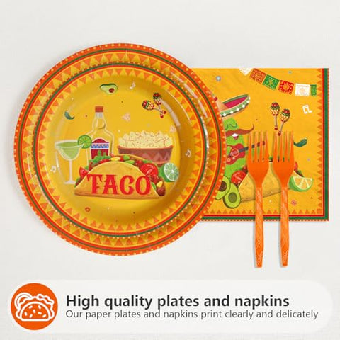 96 Pcs Mexico Taco Party Plates and Napkins - Grencian