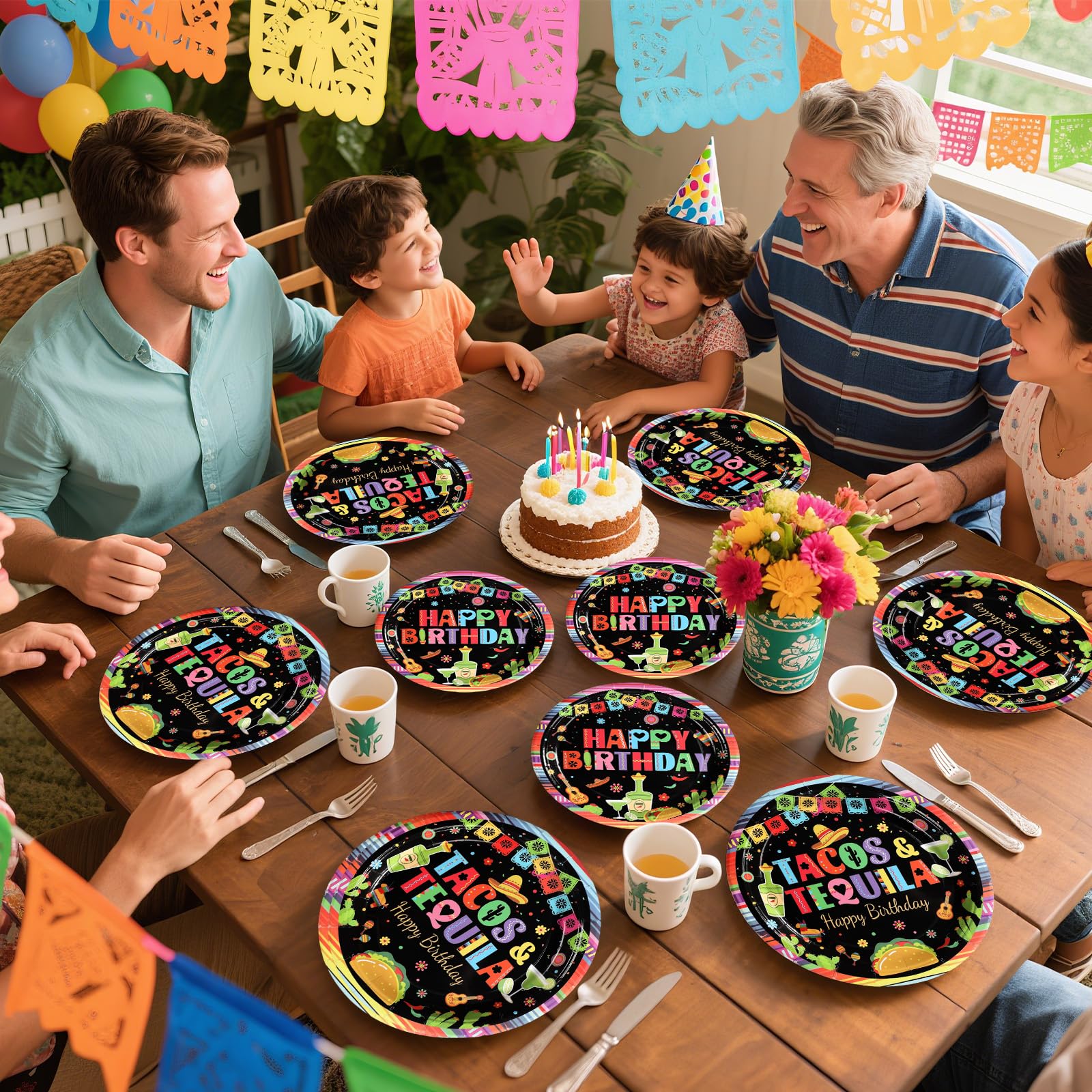 96 Pcs Mexico Tequila Birthday Party Plates and Napkins - Grencian
