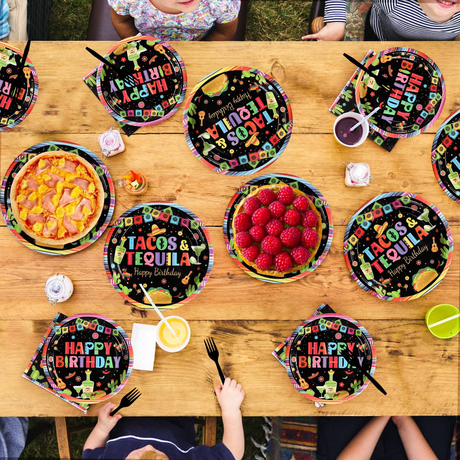 96 Pcs Mexico Tequila Birthday Party Plates and Napkins - Grencian