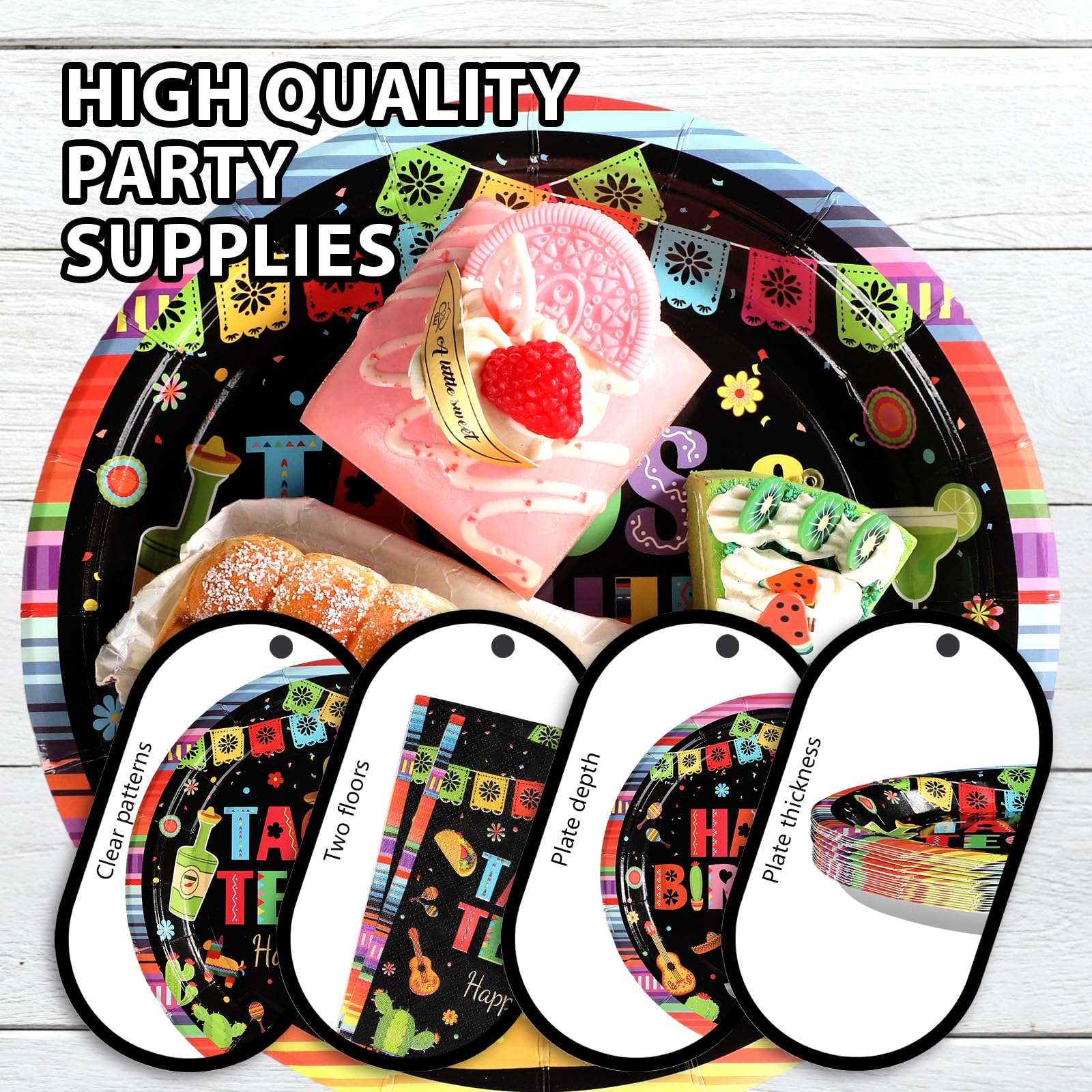 96 Pcs Mexico Tequila Birthday Party Plates and Napkins - Grencian