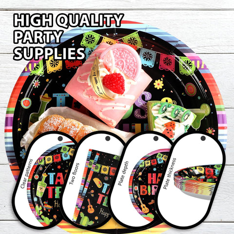 96 Pcs Mexico Tequila Birthday Party Plates and Napkins - Grencian