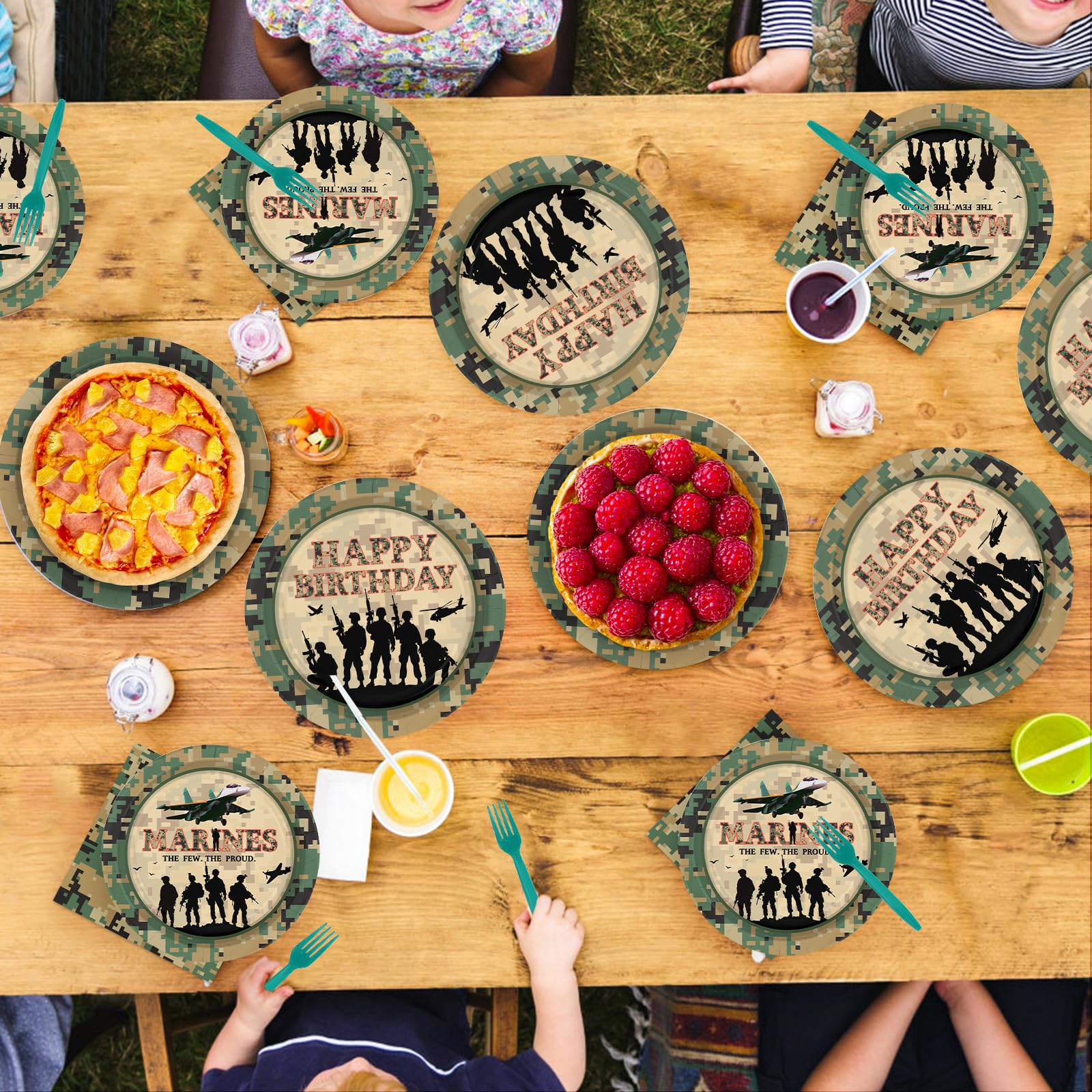 96 Pcs Military Camo Birthday Party Plates and Napkins - Grencian