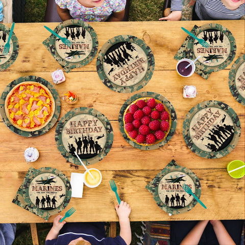 96 Pcs Military Camo Birthday Party Plates and Napkins - Grencian