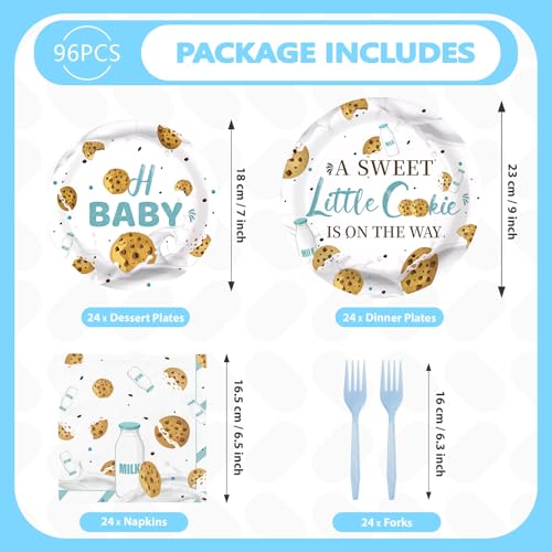 96 Pcs Milk Cookie Baby Shower Party Plates and Napkins - Grencian