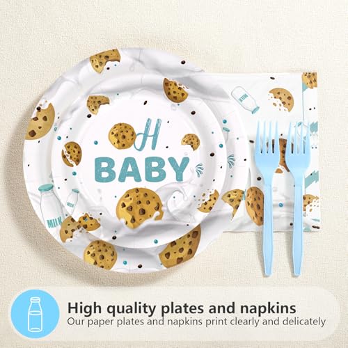 96 Pcs Milk Cookie Baby Shower Party Plates and Napkins - Grencian