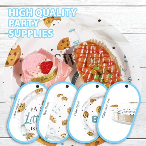96 Pcs Milk Cookie Baby Shower Party Plates and Napkins - Grencian