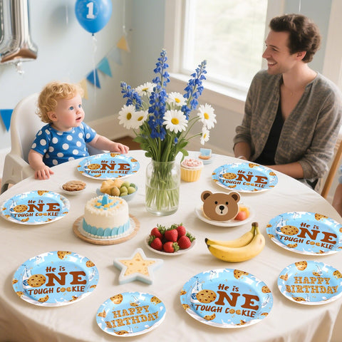 96 Pcs Milk Cookies 1st Birthday Party Plates and Napkins - Grencian