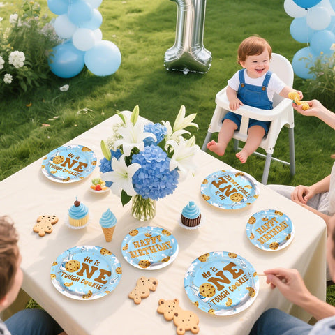 96 Pcs Milk Cookies 1st Birthday Party Plates and Napkins - Grencian