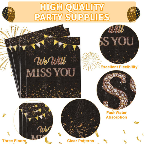 96 Pcs Miss You Party Plates and Napkins - Grencian