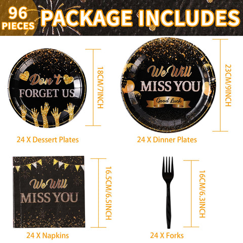 96 Pcs Miss You Party Plates and Napkins - Grencian