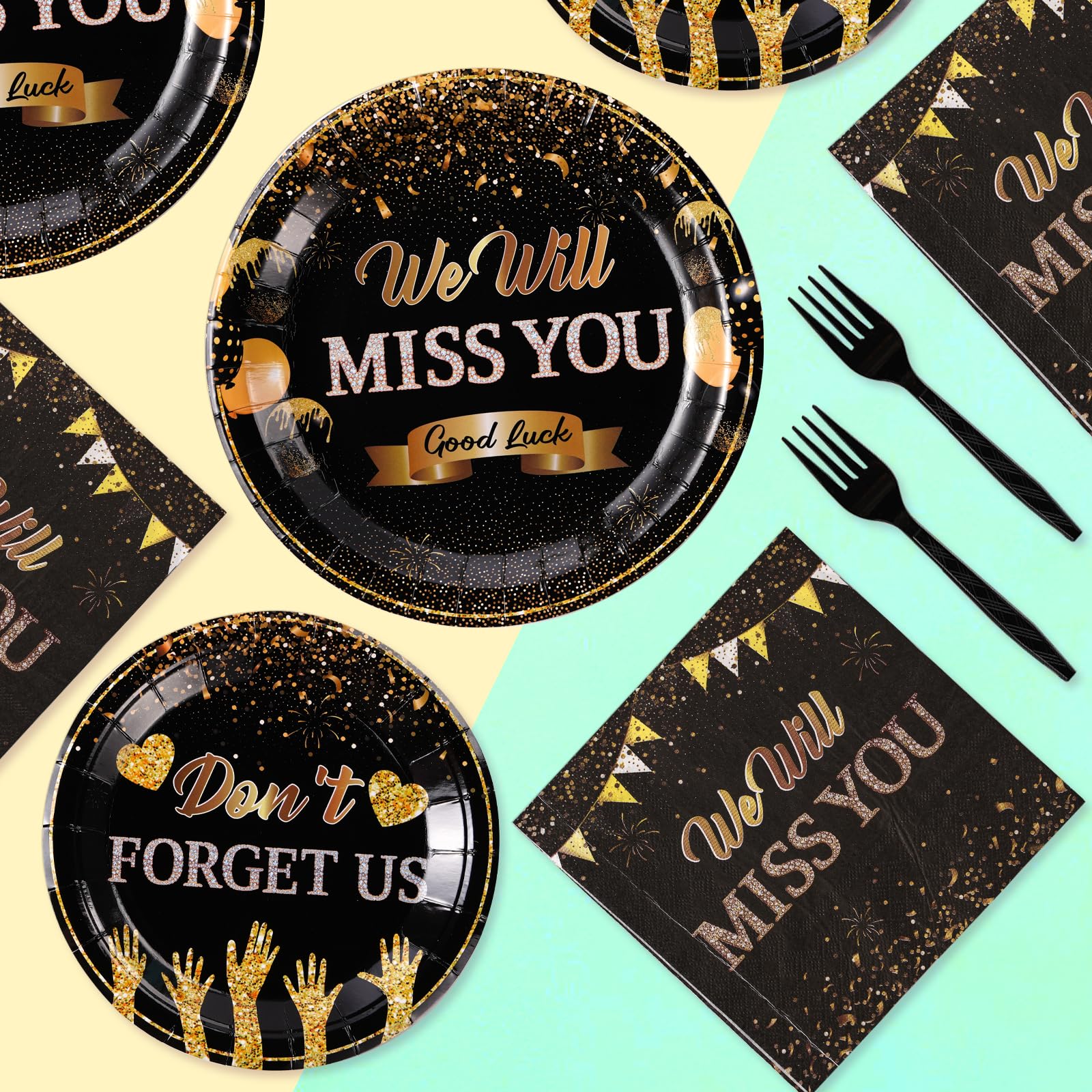 96 Pcs Miss You Party Plates and Napkins - Grencian