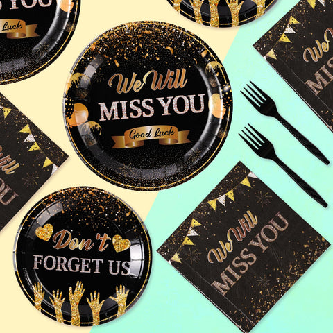 96 Pcs Miss You Party Plates and Napkins - Grencian