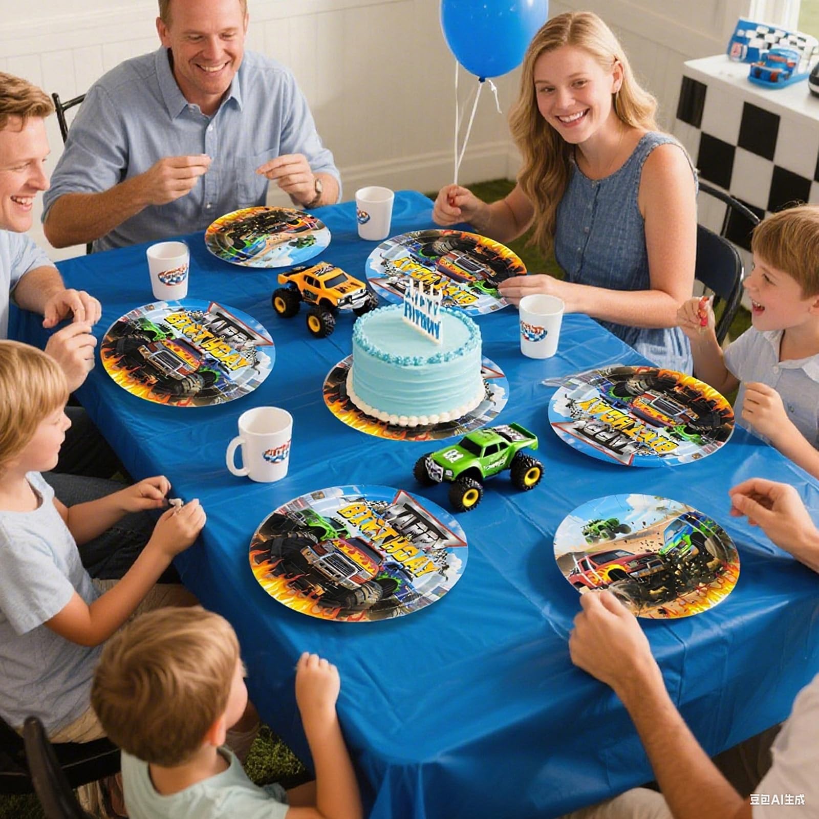 96 Pcs Monster Truck Birthday Party Plates and Napkins - Grencian