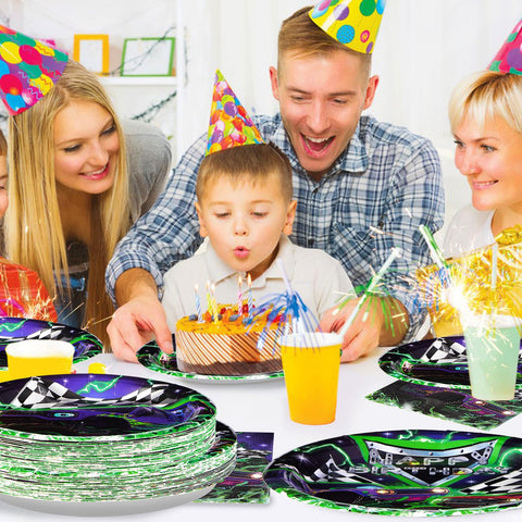 96 Pcs Monster Truck Party Plates and Napkins - Grencian
