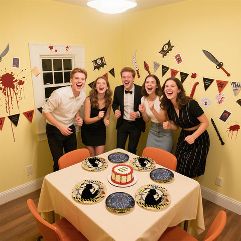 96 Pcs Murder Mystery Party Plates and Napkins - Grencian