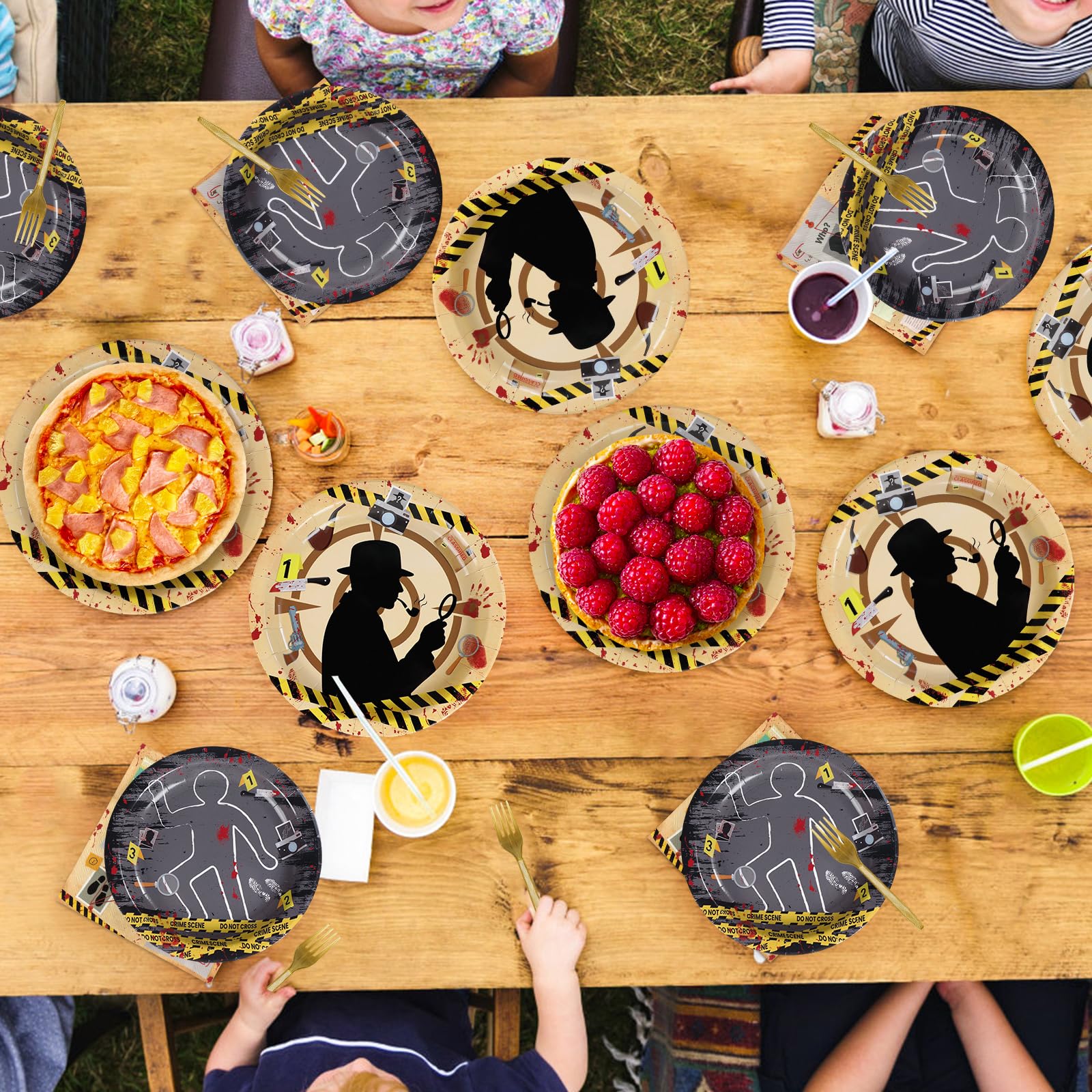 96 Pcs Murder Mystery Party Plates and Napkins - Grencian