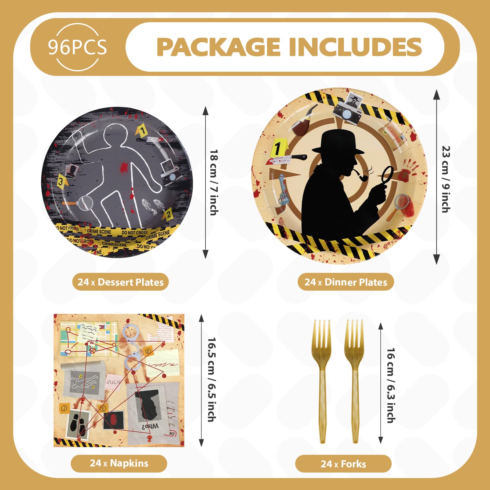 96 Pcs Murder Mystery Party Plates and Napkins - Grencian