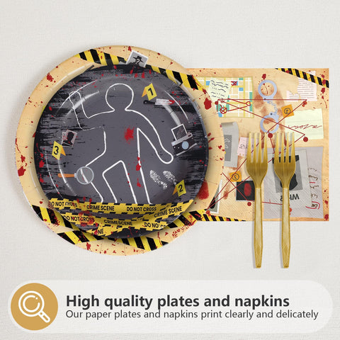 96 Pcs Murder Mystery Party Plates and Napkins - Grencian