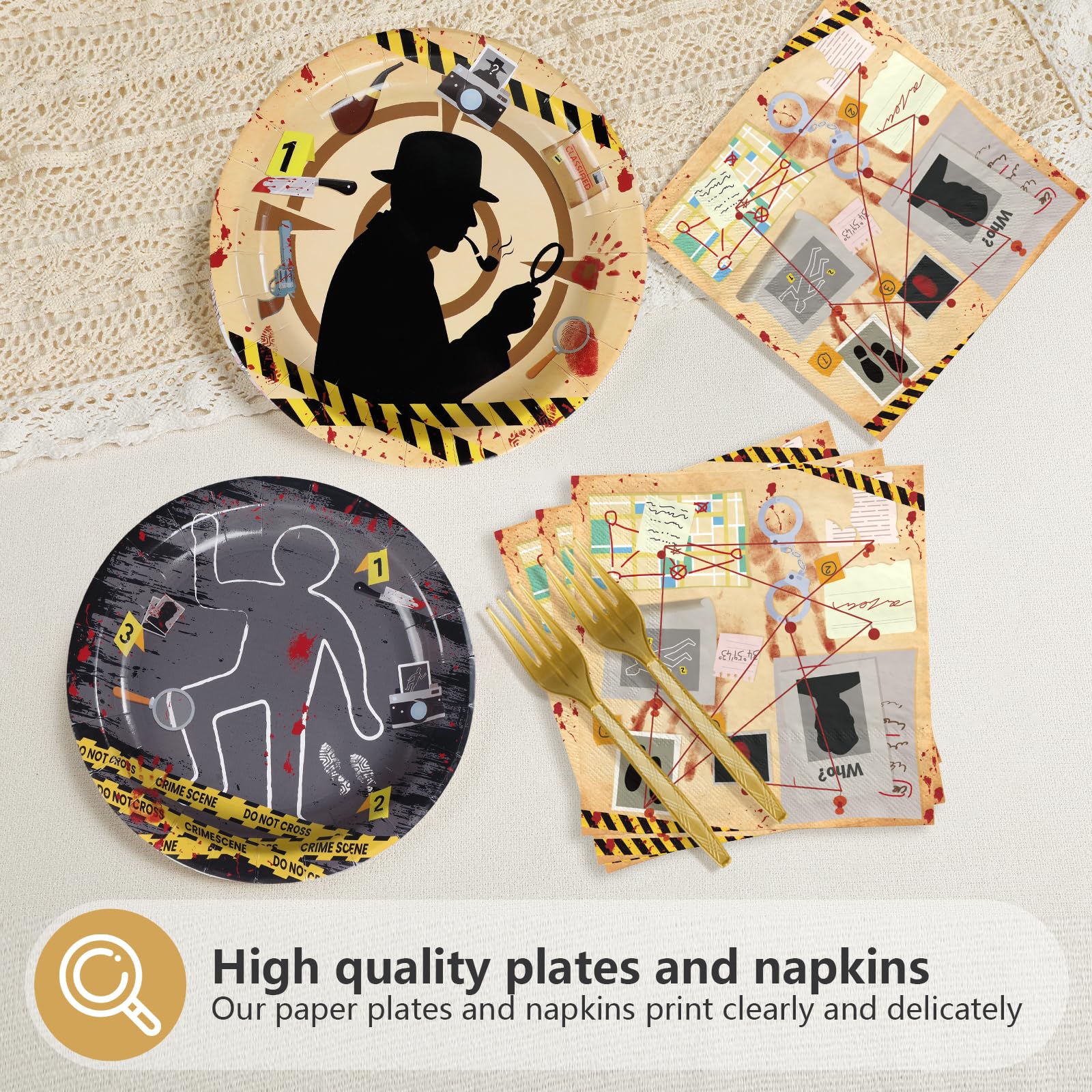 96 Pcs Murder Mystery Party Plates and Napkins - Grencian