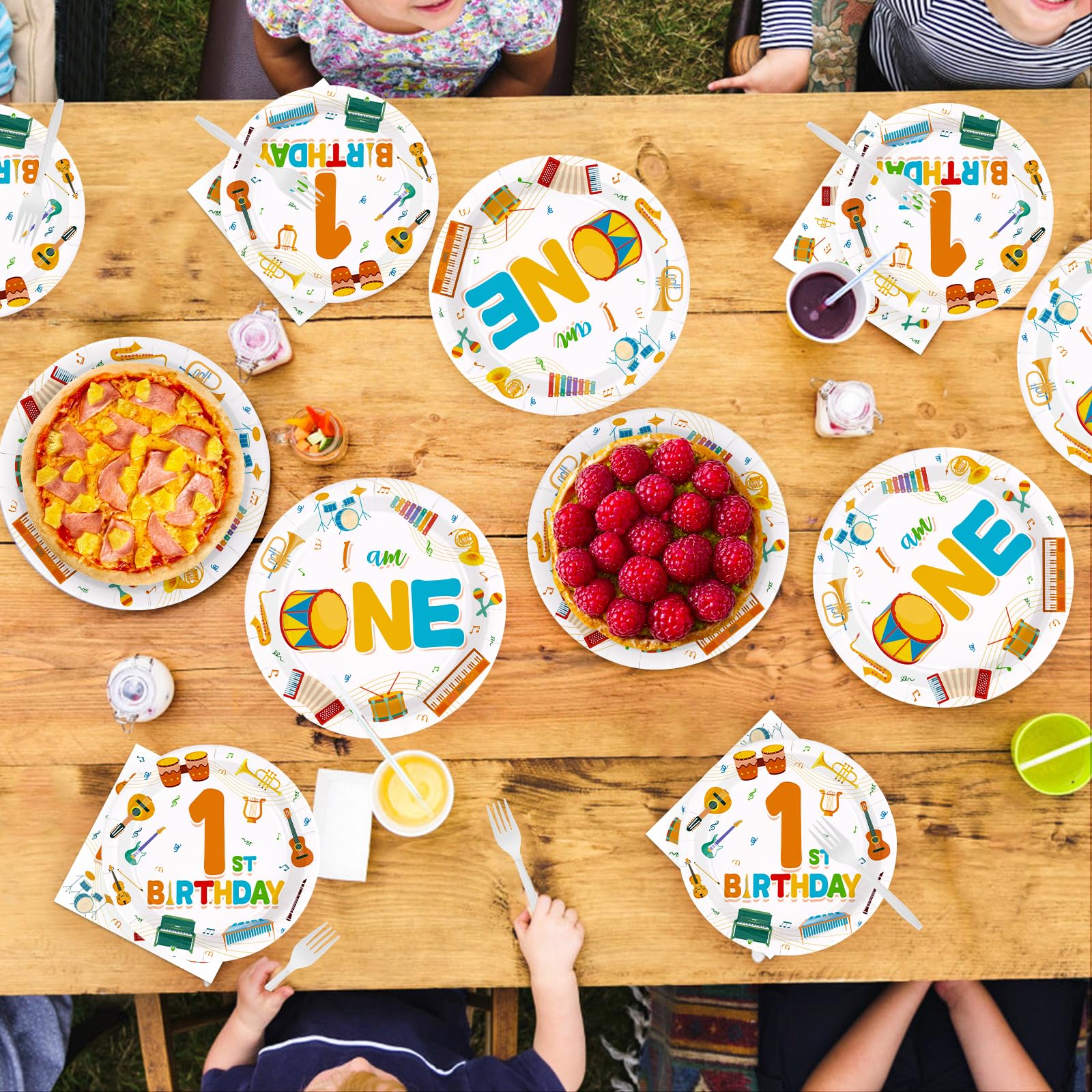 96 Pcs Music 1st Birthday Party Plates and Napkins - Grencian