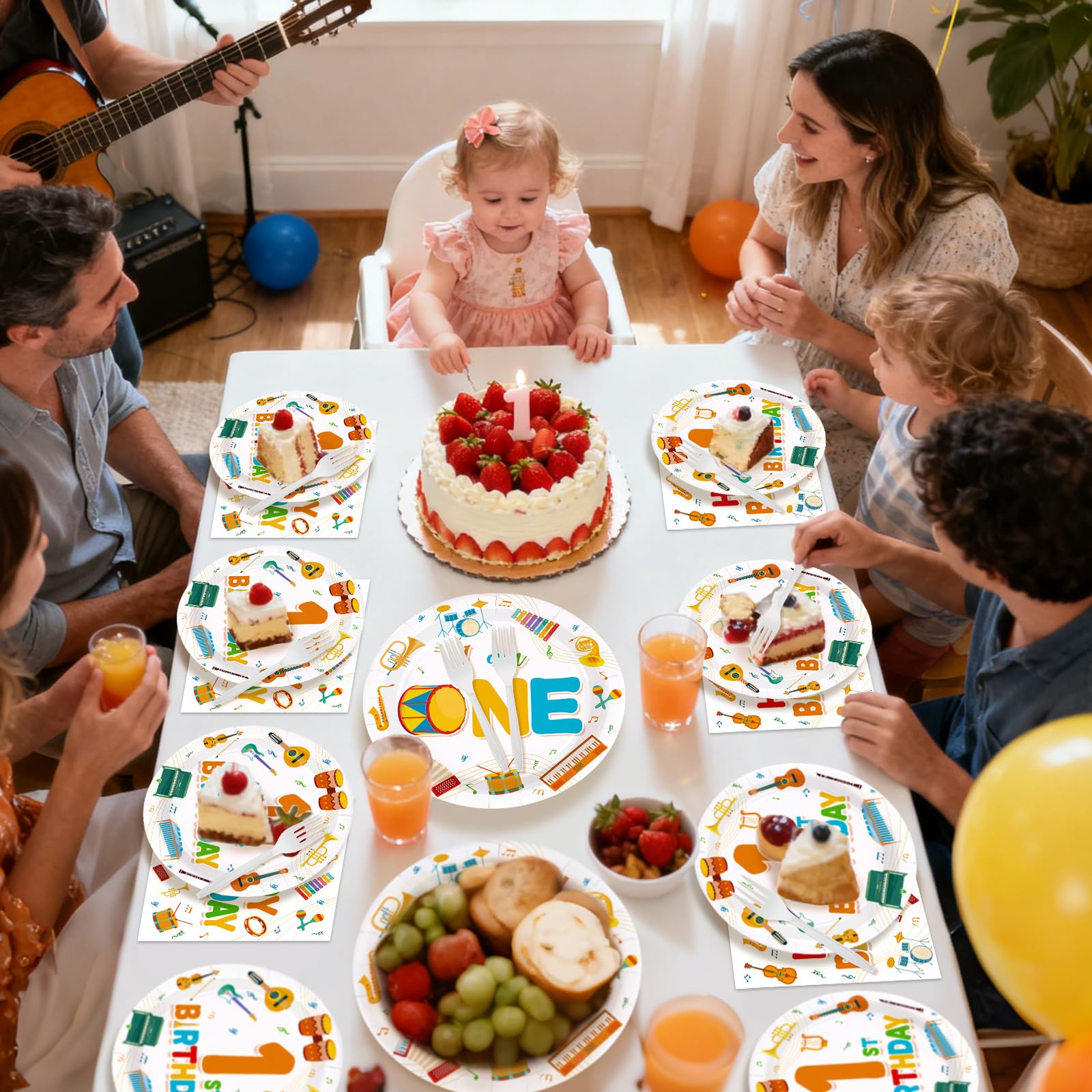 96 Pcs Music 1st Birthday Party Plates and Napkins - Grencian