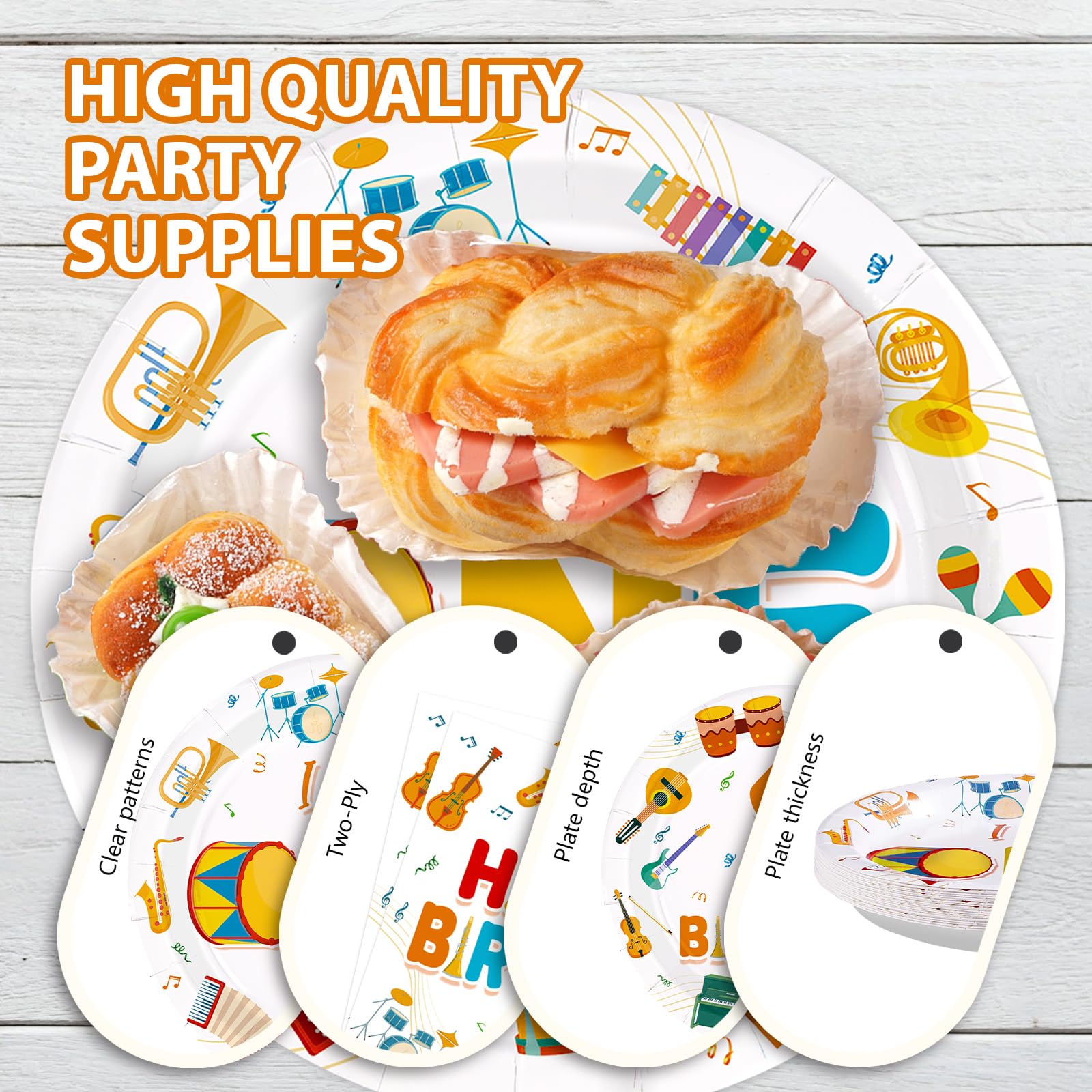 96 Pcs Music 1st Birthday Party Plates and Napkins - Grencian