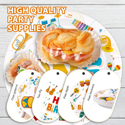 96 Pcs Music 1st Birthday Party Plates and Napkins - Grencian