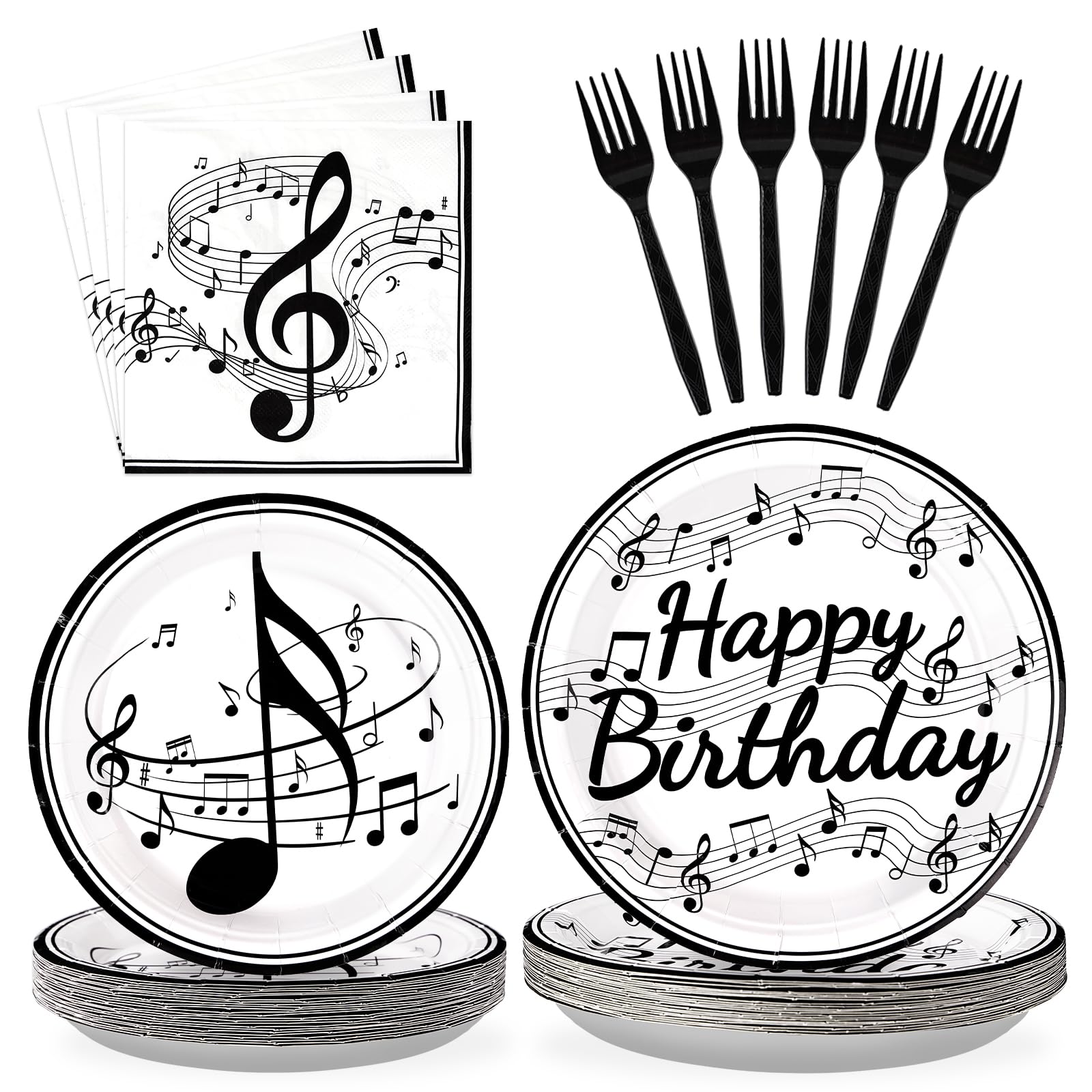 96 Pcs Music Birthday Party Plates and Napkins - Grencian