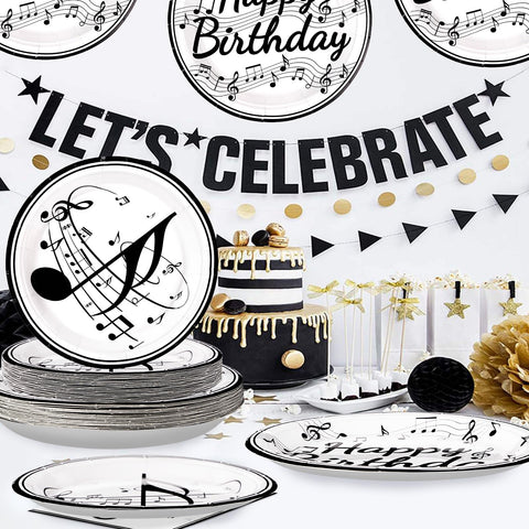 96 Pcs Music Birthday Party Plates and Napkins - Grencian