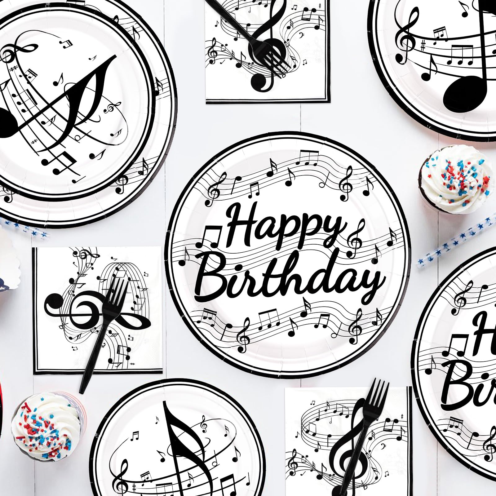 96 Pcs Music Birthday Party Plates and Napkins - Grencian