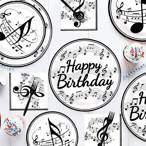 96 Pcs Music Birthday Party Plates and Napkins - Grencian