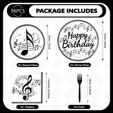 96 Pcs Music Birthday Party Plates and Napkins - Grencian