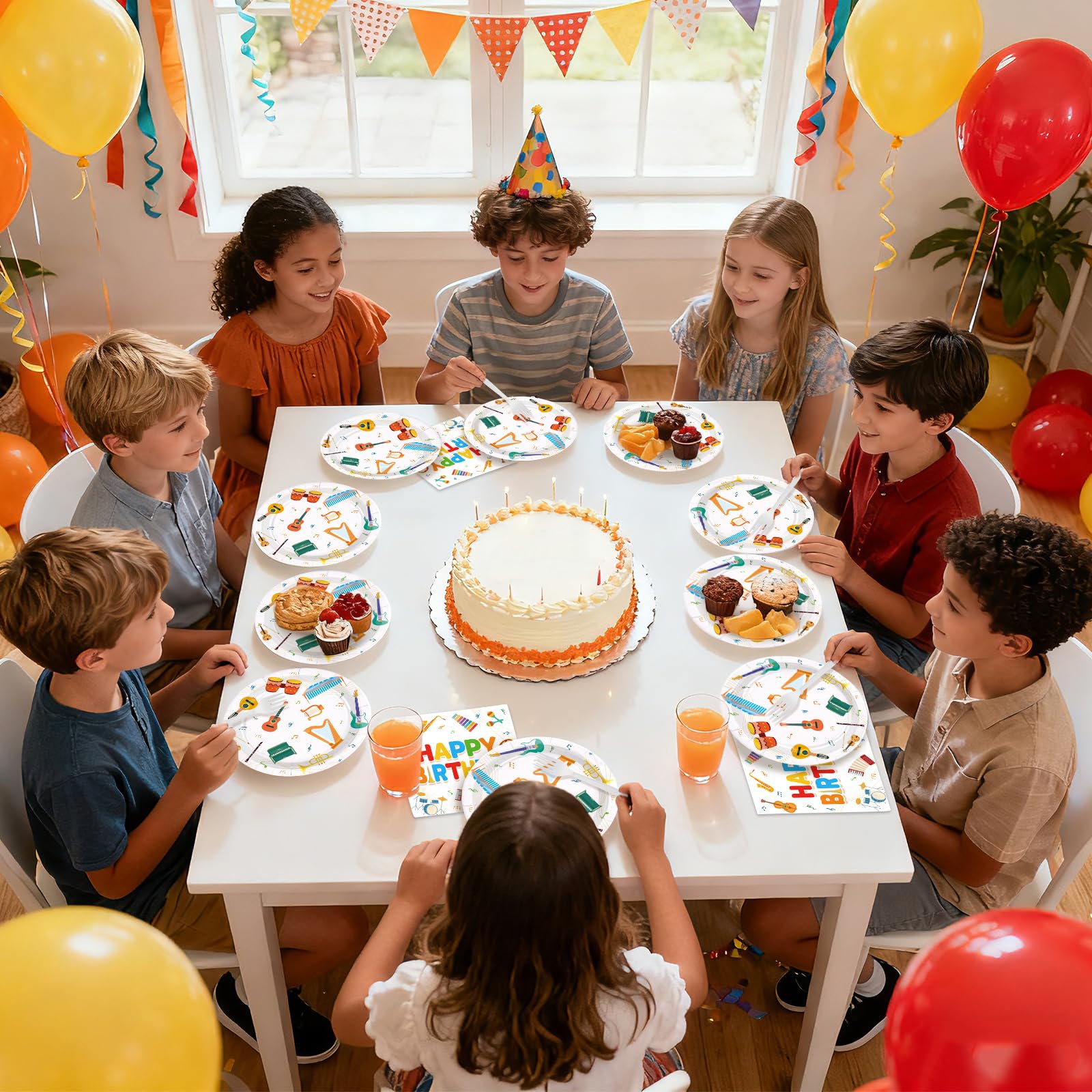 96 Pcs Musical Instrument Birthday Party Plates and Napkins - Grencian