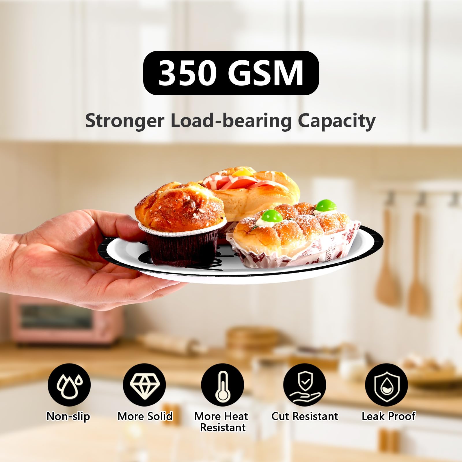 96 Pcs Mustache Birthday Party Plates and Napkins - Grencian