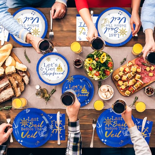 96 Pcs Nautical Bachelor Party Plates and Napkins - Grencian