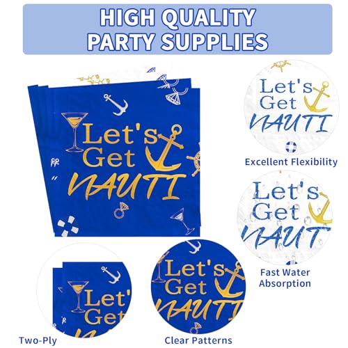 96 Pcs Nautical Bachelor Party Plates and Napkins - Grencian