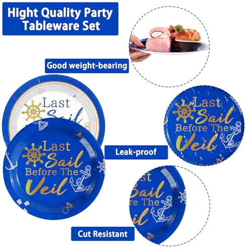 96 Pcs Nautical Bachelor Party Plates and Napkins - Grencian